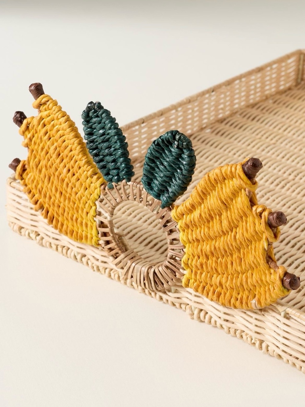 Farm Rio Anthropologie Tray- Natural Rattan, NWT, 6” H, 16.5” L, 11.5” W